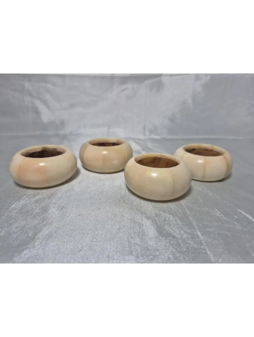 Vintage Aukey Napkin Rings Set of 4 Round Carved Soapstone 1 3/8